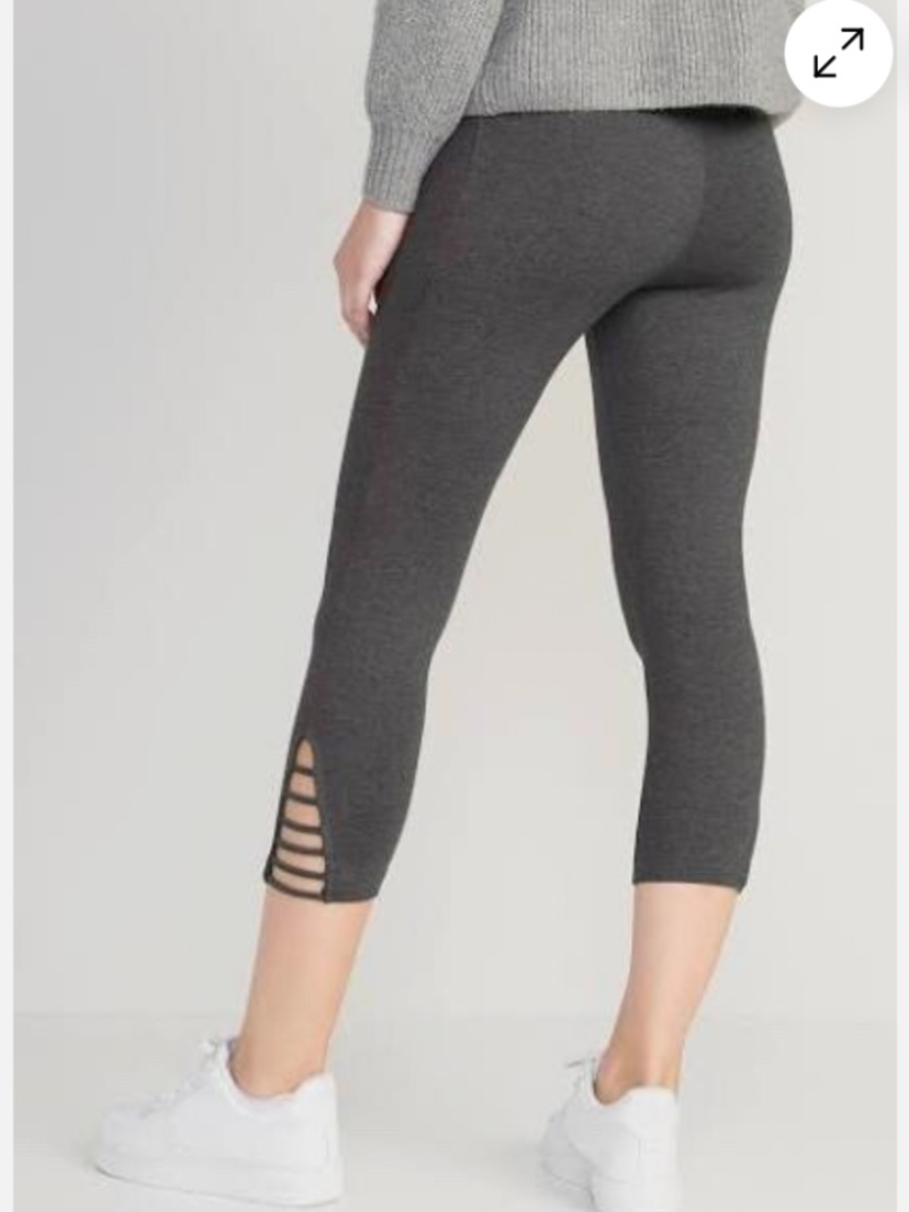 Old Navy Lattice Capri Leggings NEW M Charcoal Gray Athletic Yoga Running Pants